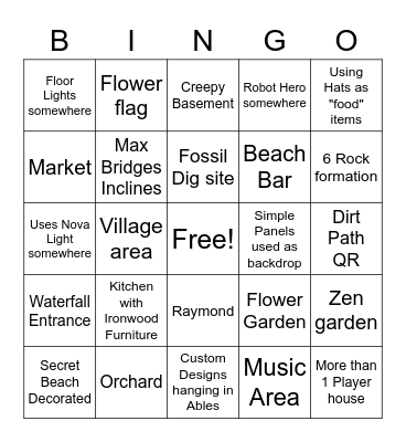 DA Tour Bingo Card