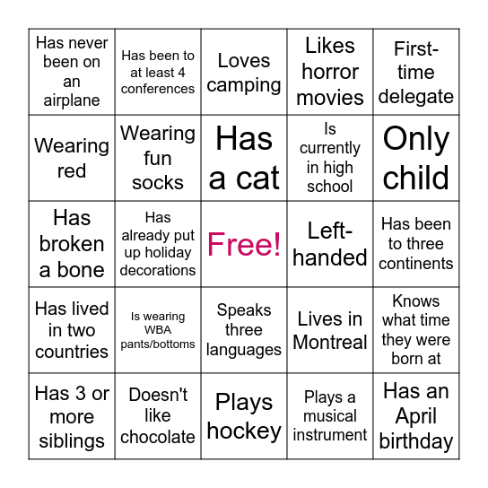 MUNC Bingo! Bingo Card