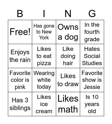 Personal Bingo Card