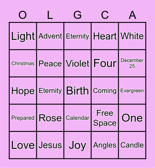 ADVENT Bingo Card
