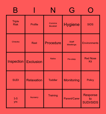 SLEEP AND REST Bingo Card