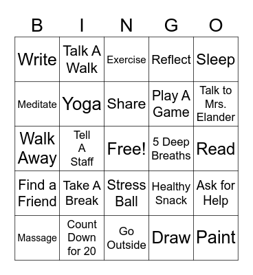 Ways to Cope Bingo Card