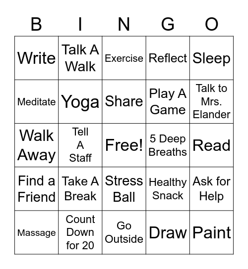 Ways to Cope Bingo Card