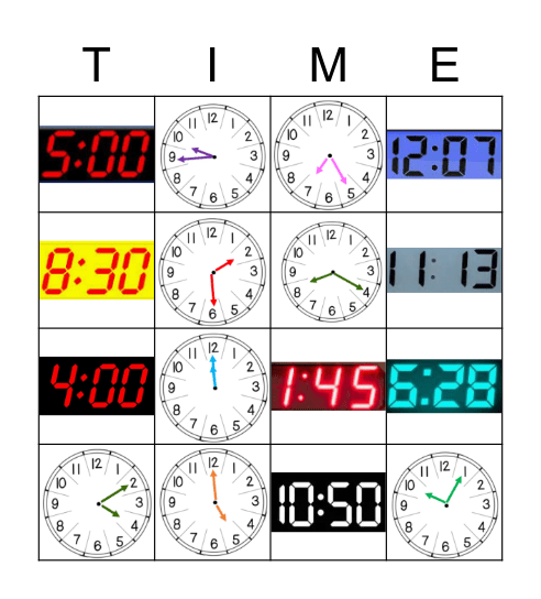 Telling Time! Bingo Card
