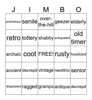 Old Goat JIMBO Bingo Card