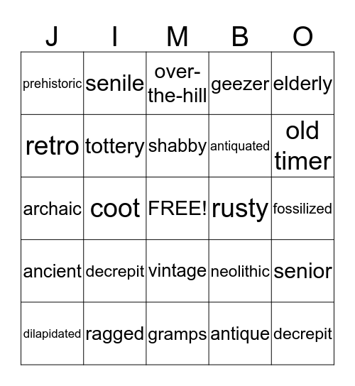 Old Goat JIMBO Bingo Card