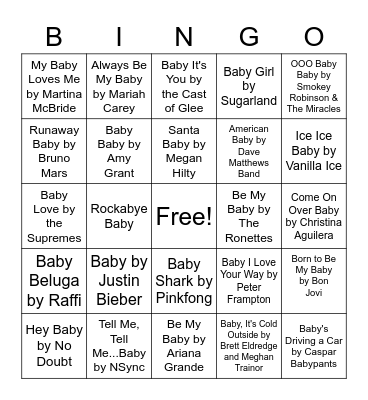 Sloane's First Playlist Bingo Card