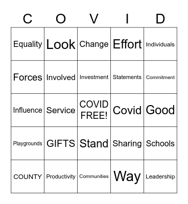UNITED WAY 2020 Bingo Card