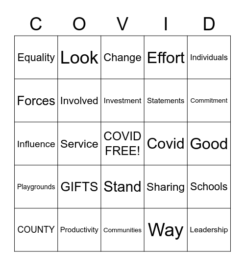 UNITED WAY 2020 Bingo Card