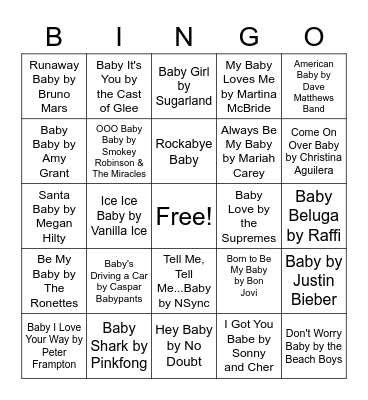 Sloane's First Playlist Bingo Card