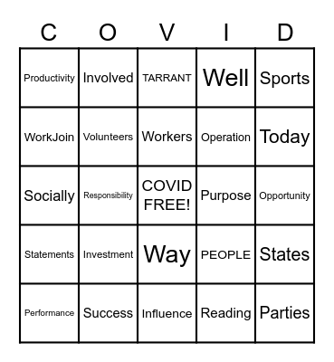 UNITED WAY 2020 Bingo Card