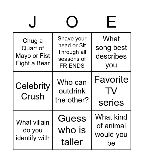 bing-OLLY Bingo Card