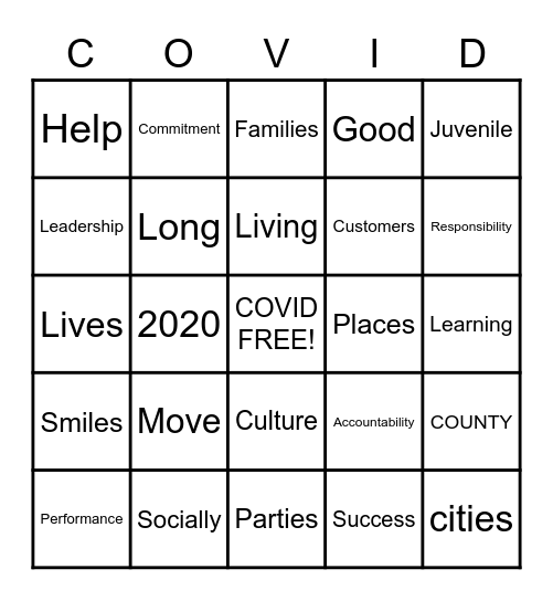 UNITED WAY 2020 Bingo Card