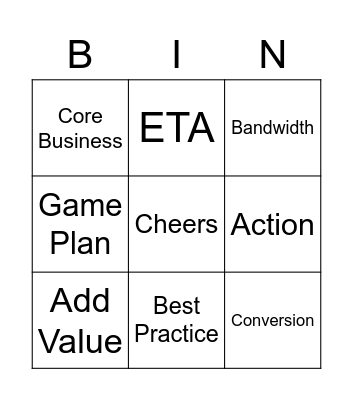 Corporate Bingo Card