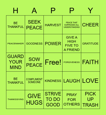 LIGHT AND LOVE BINGO! Bingo Card