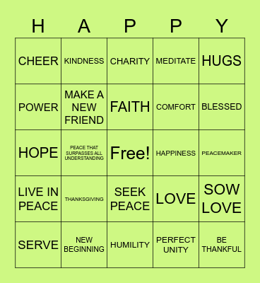 LOVE AND LIGHT BINGO Card