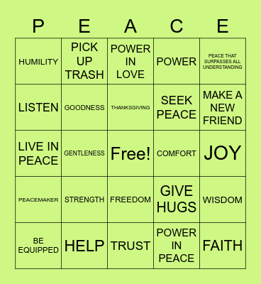 LOVE AND LIGHT BINGO Card