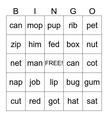 FAST concept 1 Bingo Card