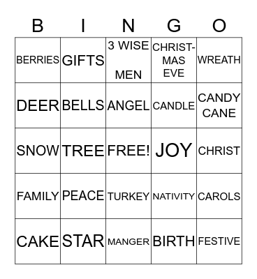 CHRISTMAS BINGO Card