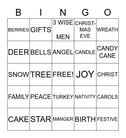 CHRISTMAS BINGO Card