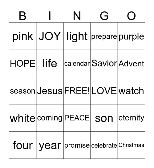 Advent Bingo Card