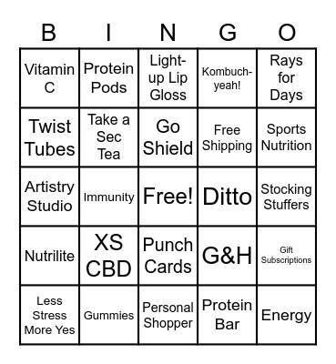 Virtual Holiday Gift Guide Bingo Card