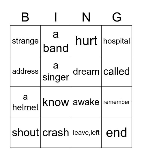 a story p. 26-27 Bingo Card