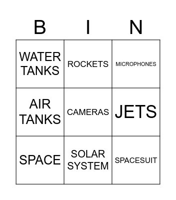 Astronaut Bingo Card