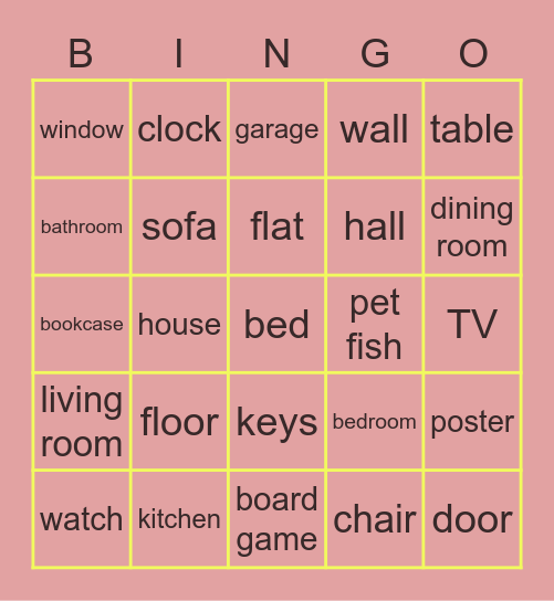 Home Bingo Card