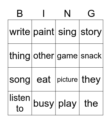Busy at school Bingo Card