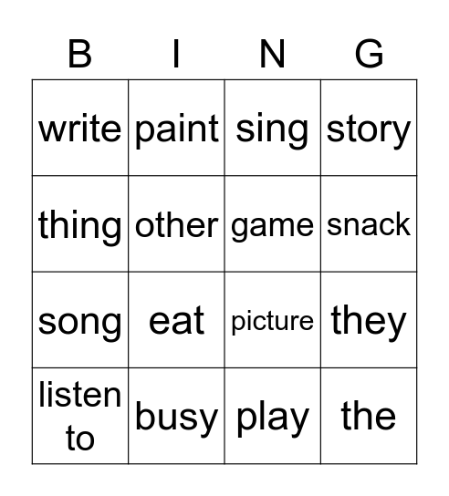 Busy at school Bingo Card