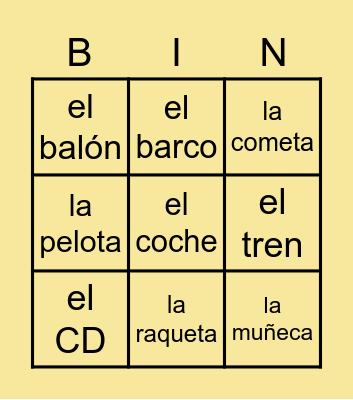 Los juguetes Bingo Card