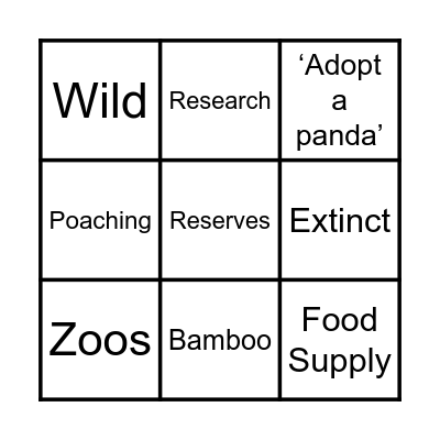 Giant Pandas Bingo Card