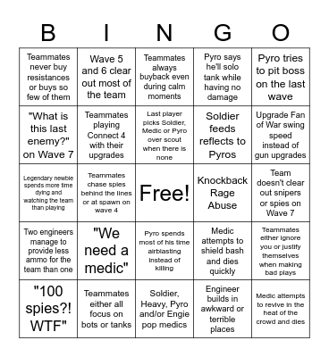 Broken Parts Bingo Card