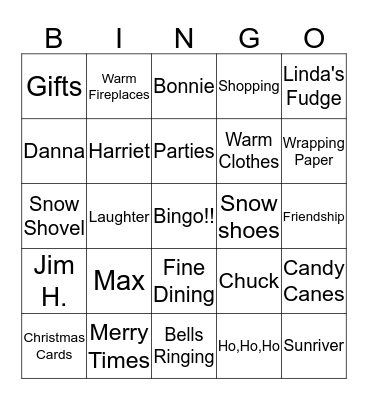 Merry Christmas Snowshoers! Bingo Card
