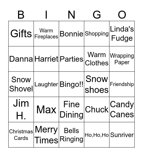 Merry Christmas Snowshoers! Bingo Card