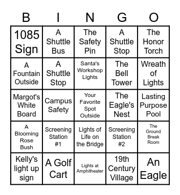 Picture Scavenger Hunt Bingo Card