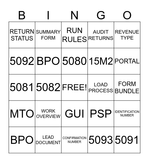 SUW RETURNS BINGO Card