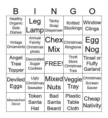 Tacky Christmas Party Bingo Card