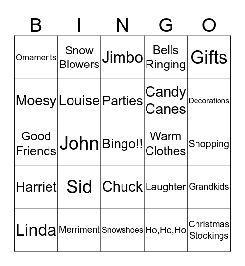 Merry Christmas Snowshoers!! Bingo Card