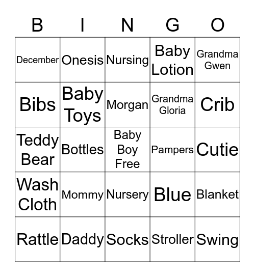 Welcome Baby Boy Scott Bingo Card