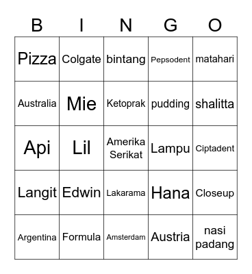 BINGO DENGAN FLE_LANGIT Bingo Card