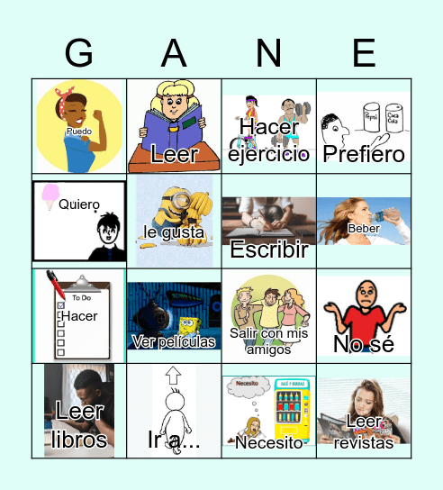 Los Verbos (-ER & IR Verbos) Parte 3 Bingo Card