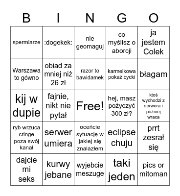 No-drama Bingo Card