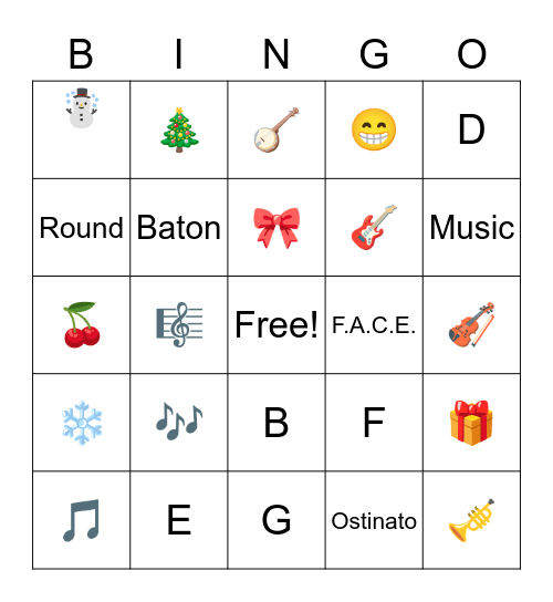 Ms. Davis' Christmas Music Bingo Card