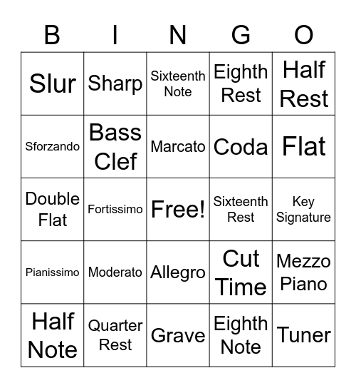 bingo band card Bingo Card