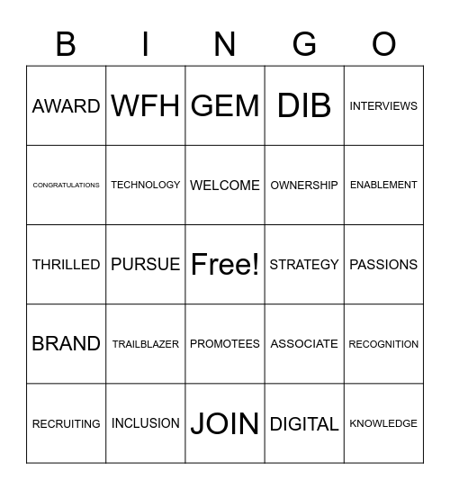 Canada Tech Q4 All Hands Bingo Card