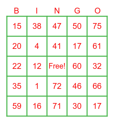 CHRISTMAS Bingo Card