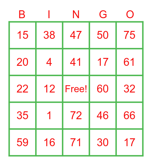 CHRISTMAS Bingo Card