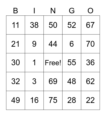 Michelle George Bingo Card